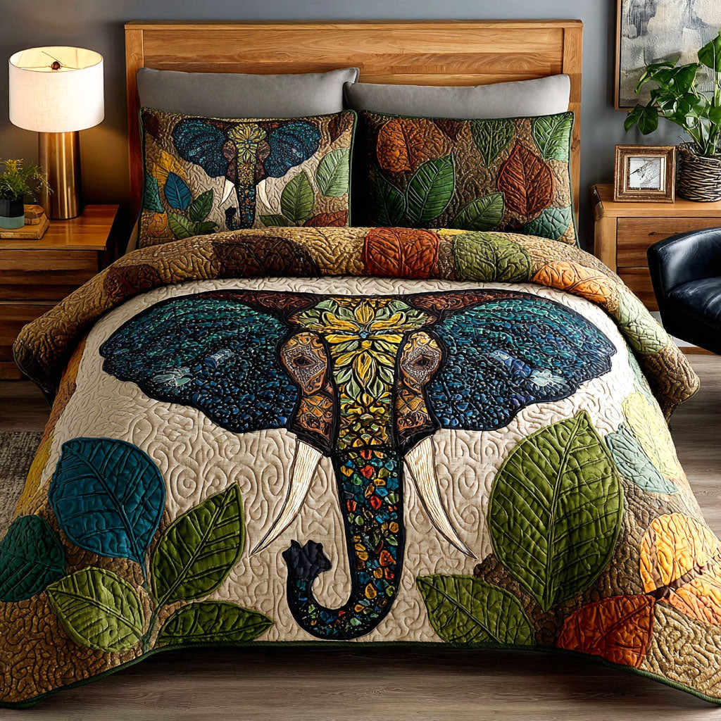 Crowned Giant Quilted Bedding Set Christmas Bedding Duvet Cover Best Elephant Presents Birthday