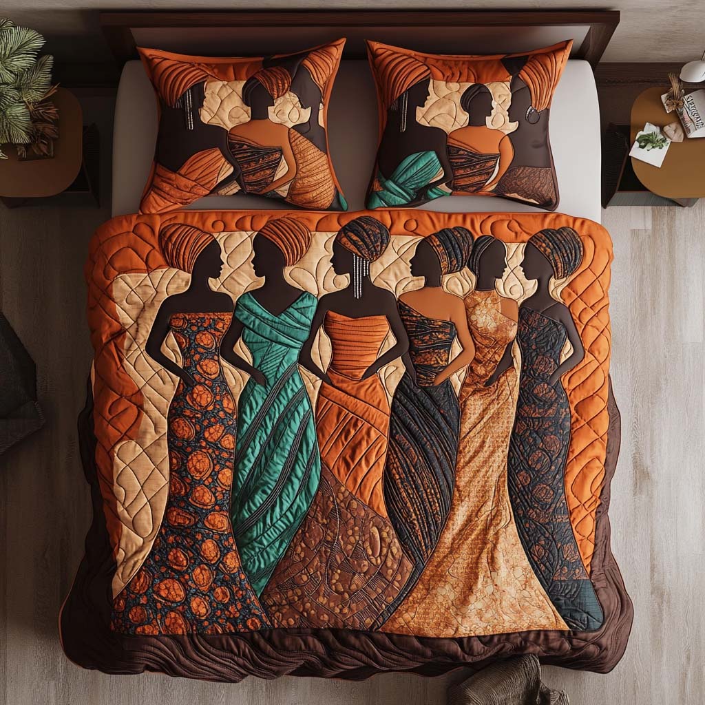 Crowned in Nature Quilted Bedding Set Aesthetic Room Decor Best African American Gifts