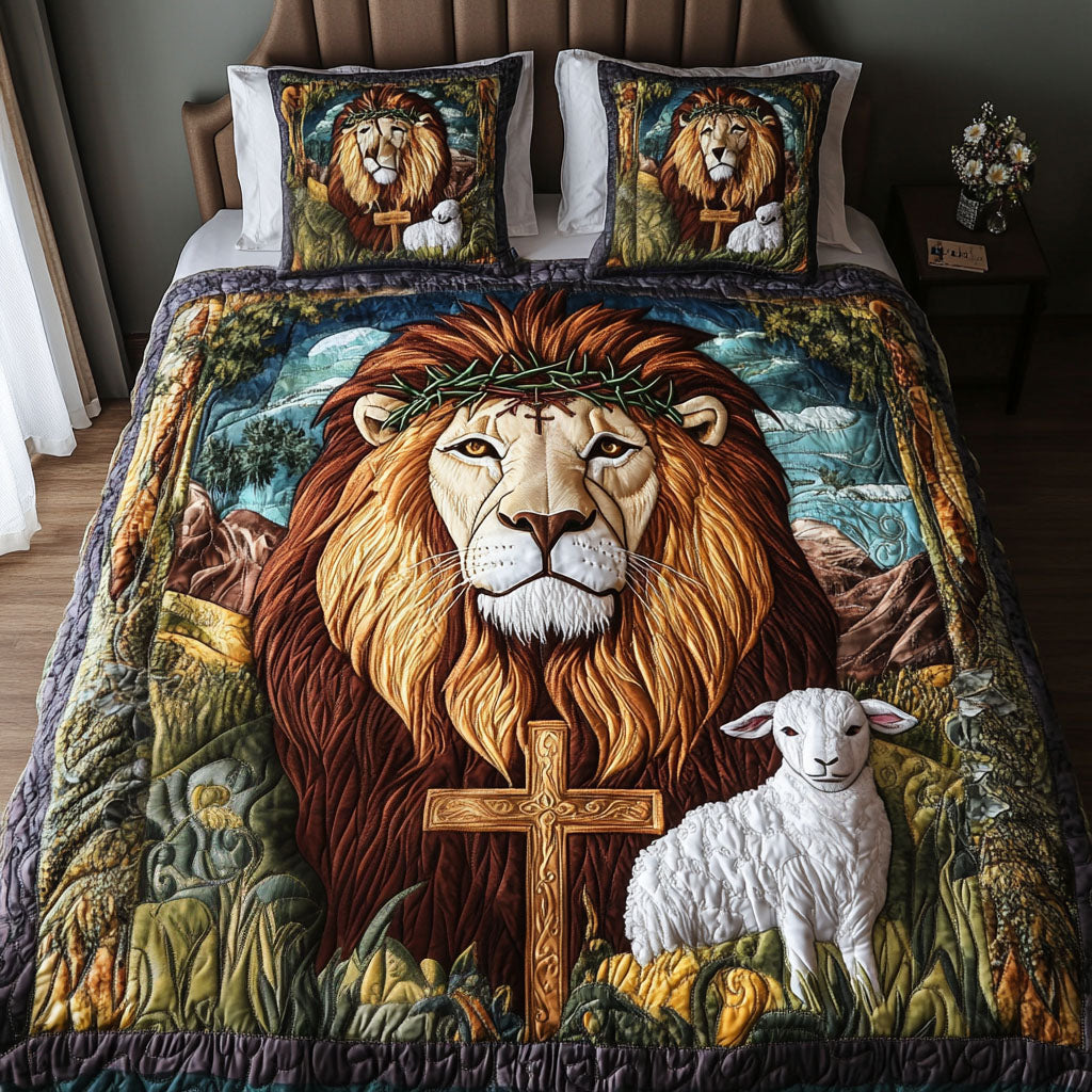Crowned Peace Quilted Bedding Set Best Bedspread Set Religious Christian Christmas Gifts For Her