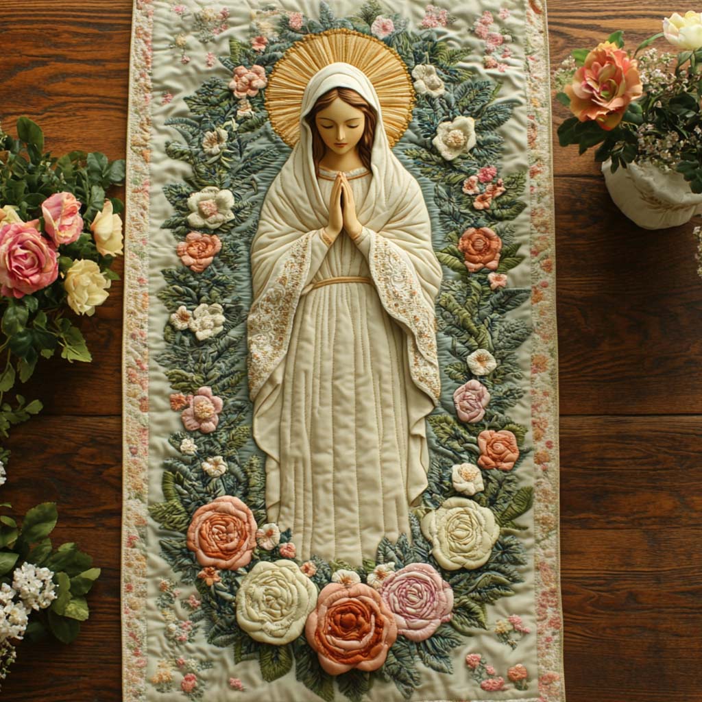 Crowned with Grace Quilted Table Runner Christmas Dining Table Runner Unique Religious Gifts