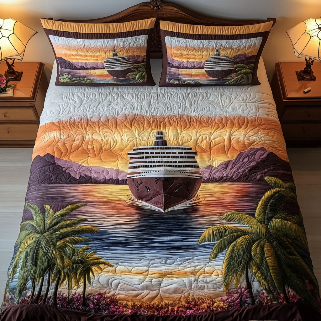 Cruise Dreamer Quilted Bedding Set Best Comforter Sets Unique Gifts For Ocean Lovers