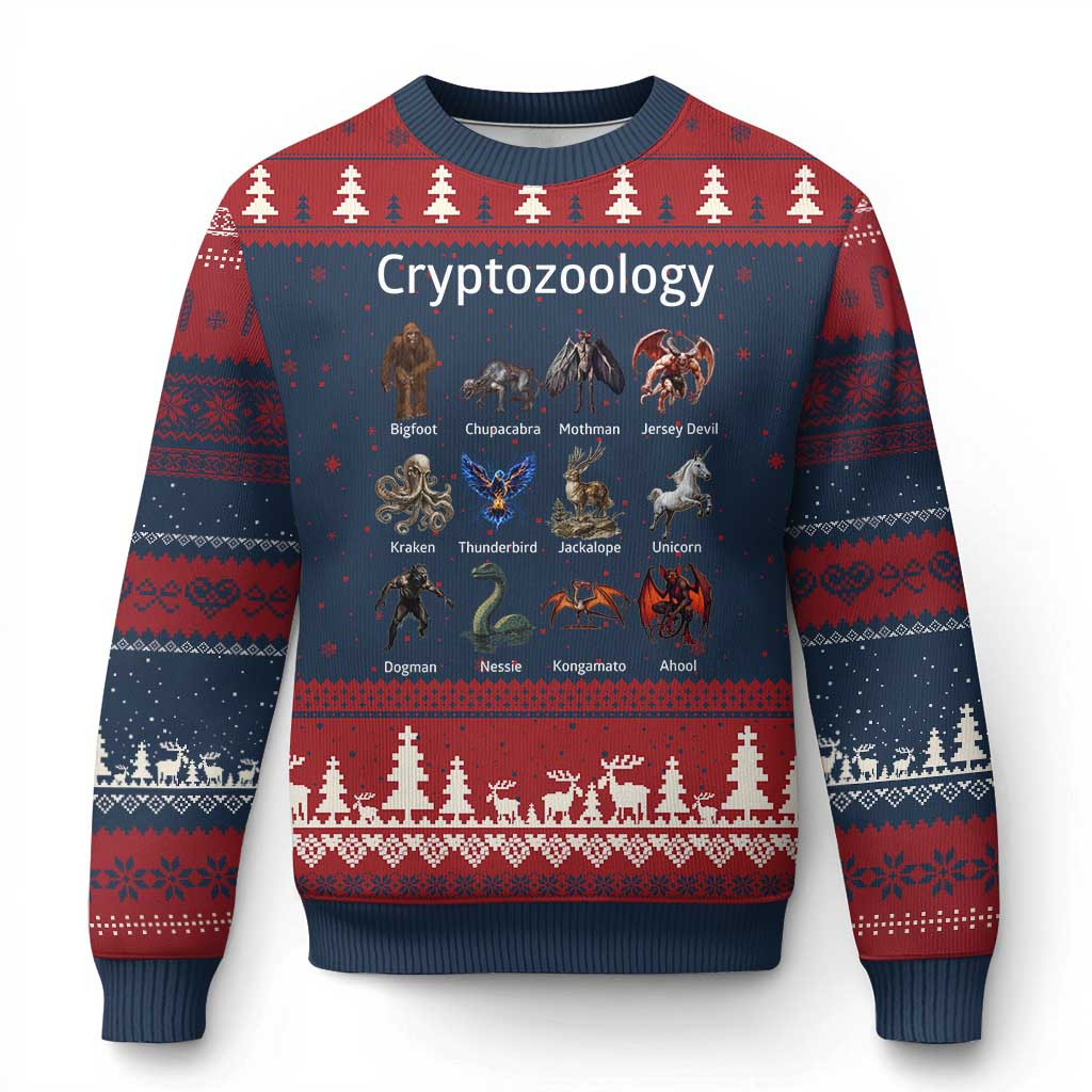 Cryptozoology Ugly Christmas Sweater Fantasy Mythical Monsters Jumpers For Him