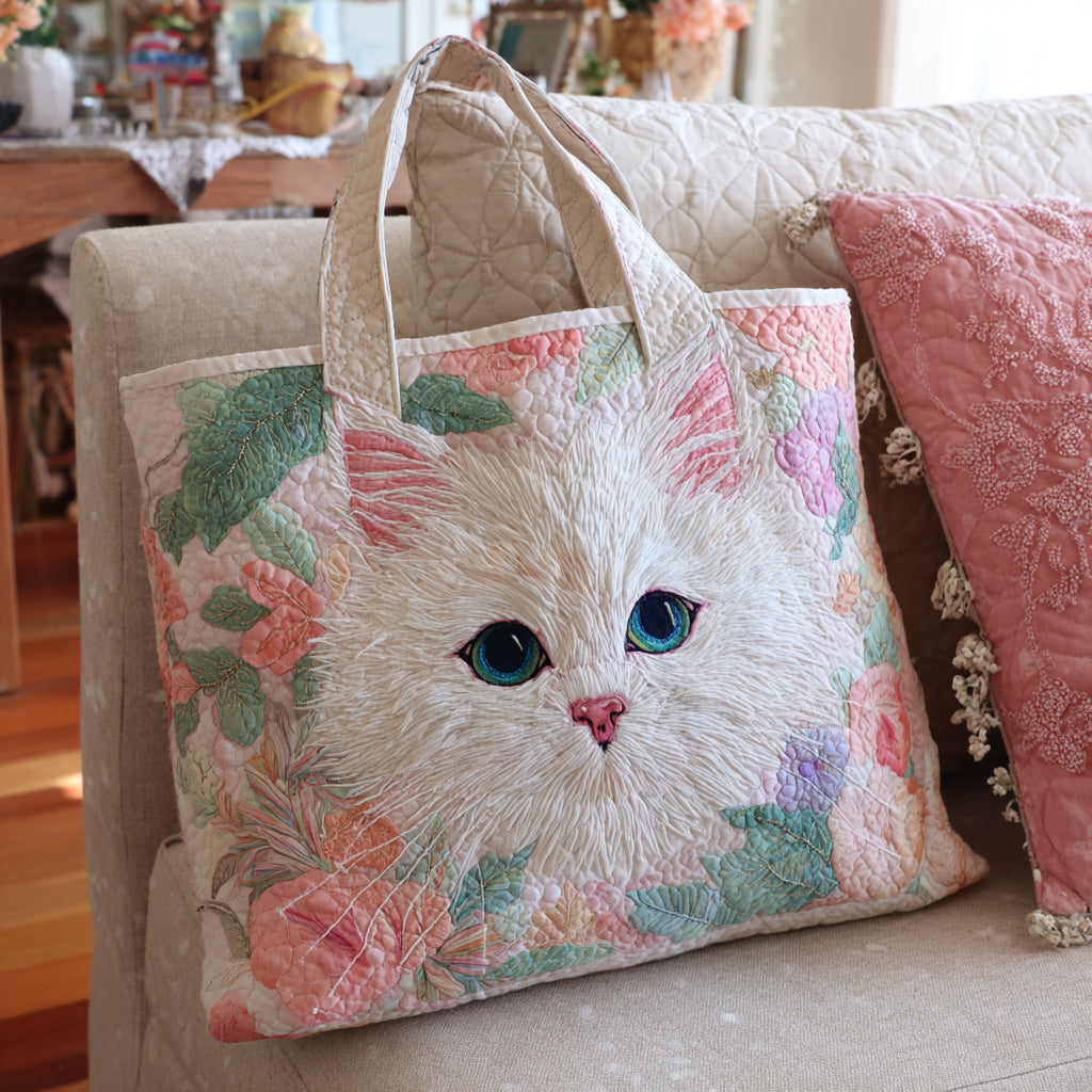 Crystal Cat Whisper Quilted Tote Bag Cat Themed Gifts For Her