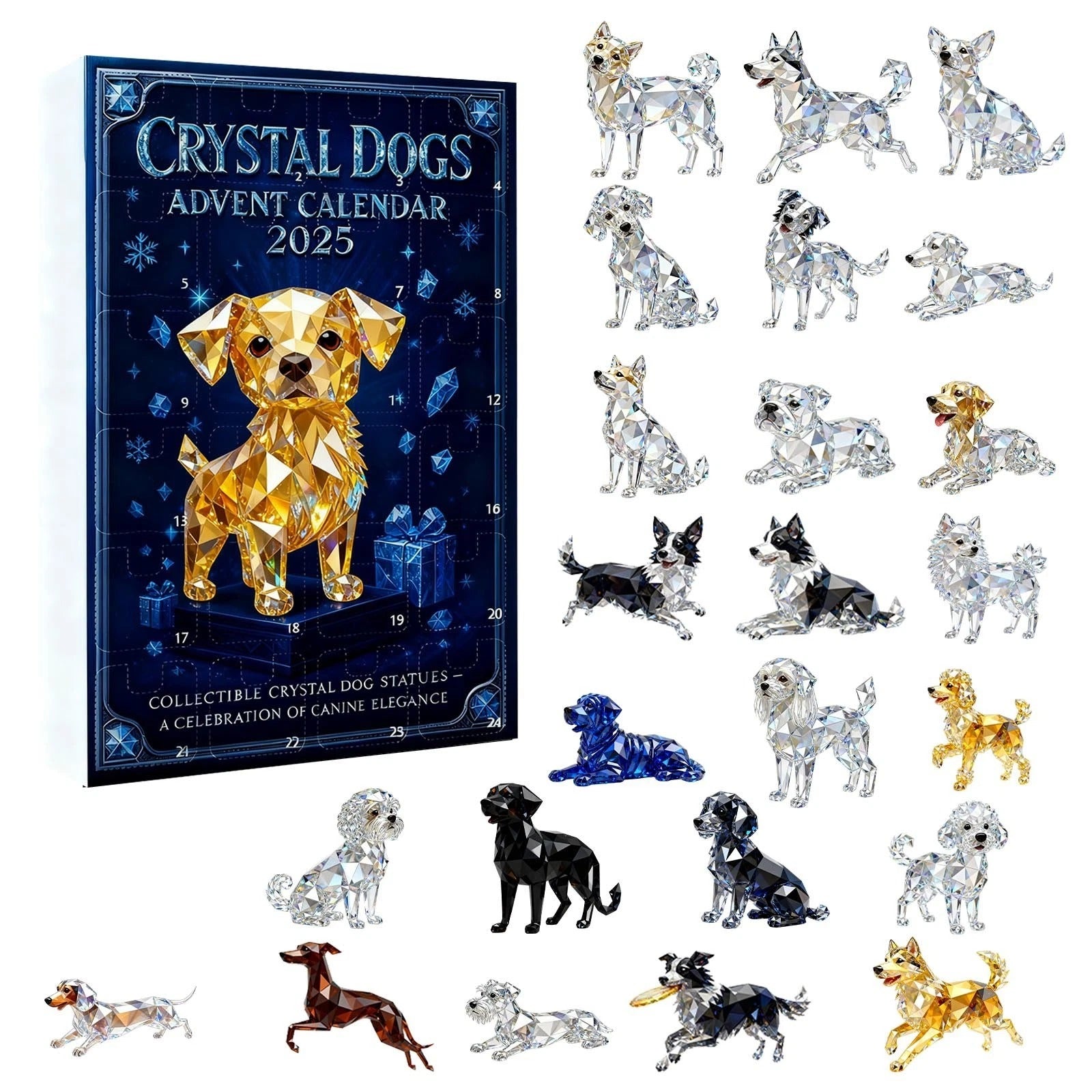 Crystal Dog Advent Calendar Christmas Countdown Calendar Xmas Home Decor Dog Xmas Gifts