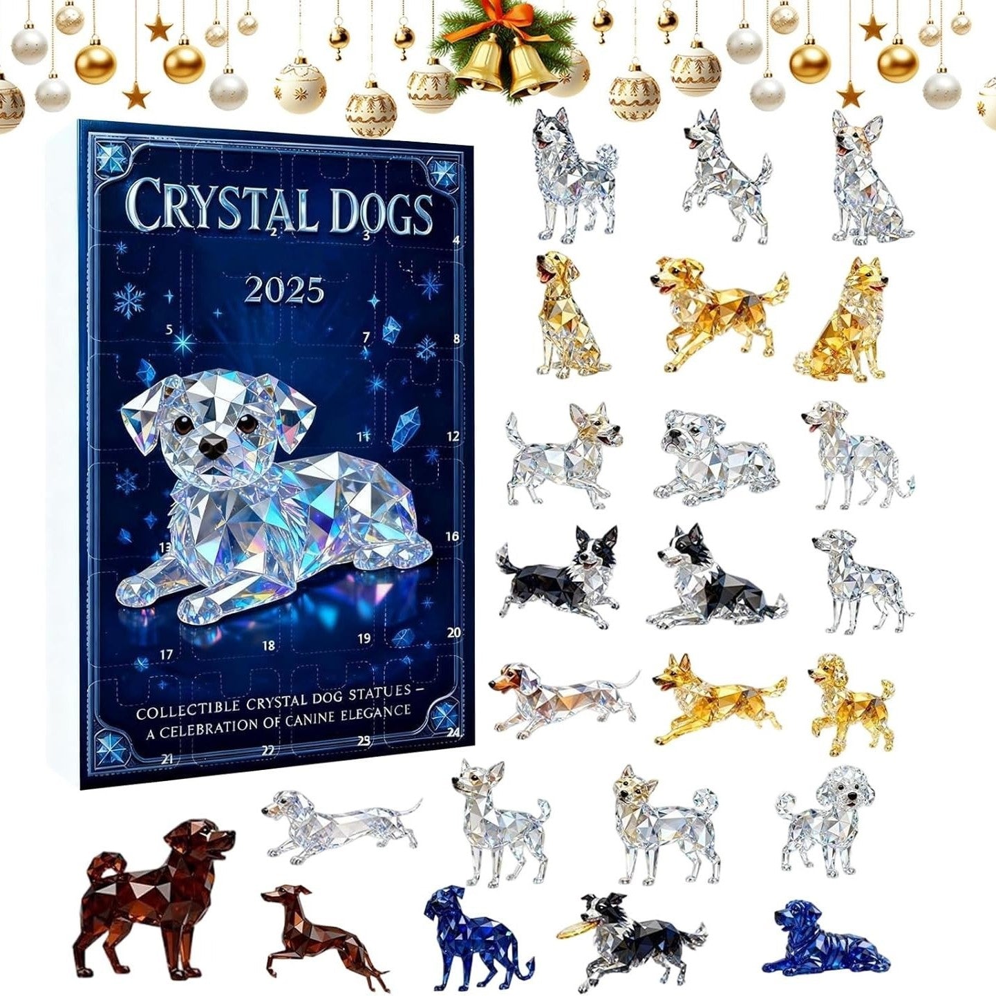 Crystal Dogs 2025 Advent Calendar Christmas Countdown Calendar Dog Owner Xmas Gifts