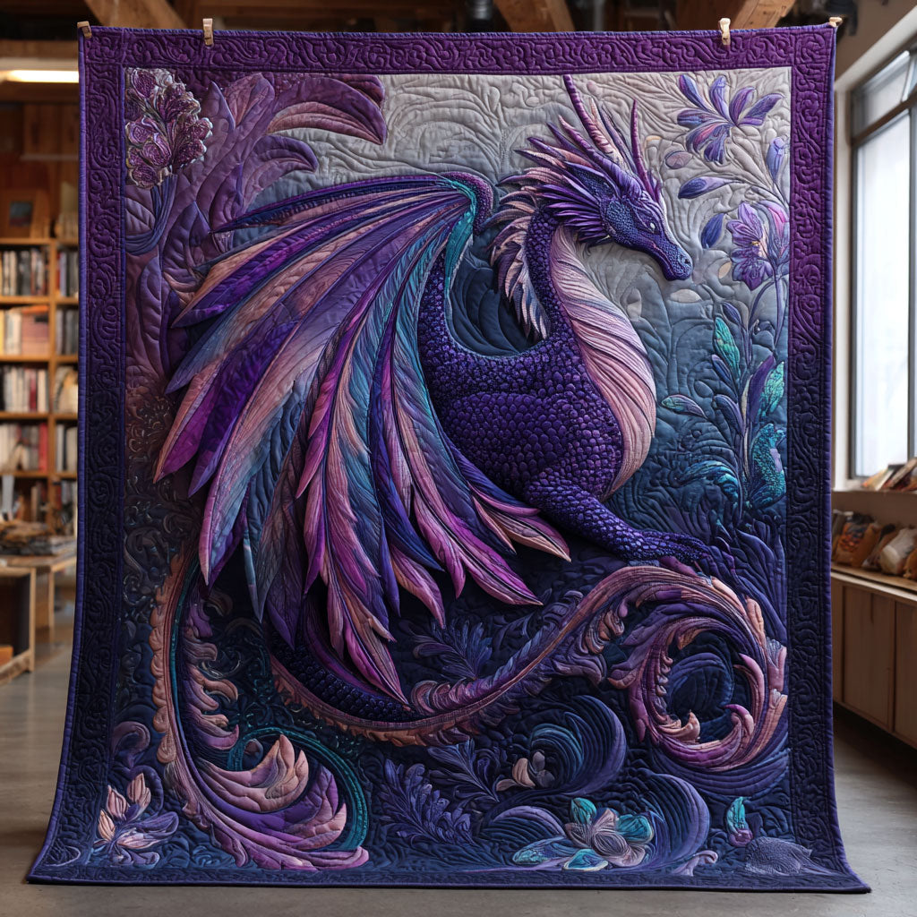 Crystal Dragon Quilt Blanket Queen Size Blanket Best Gift For Dragon Lovers