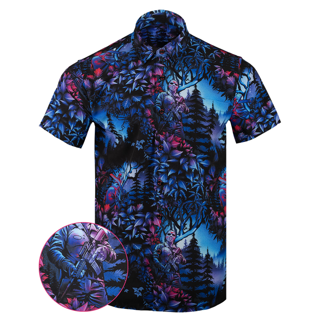 Crystal Lake Button Down Shirt Outdoor Hawaiian Tactical Shirt Presents For Dad