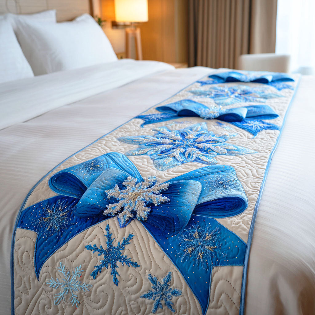 Crystal Ribbon Quilted Bed Runner Christmas Bed Decor Family Xmas Ideas