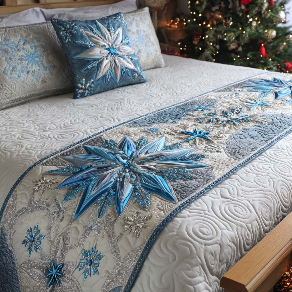 Crystal Star Quilted Bed Runner Christmas Bed Decor Christmas Presents