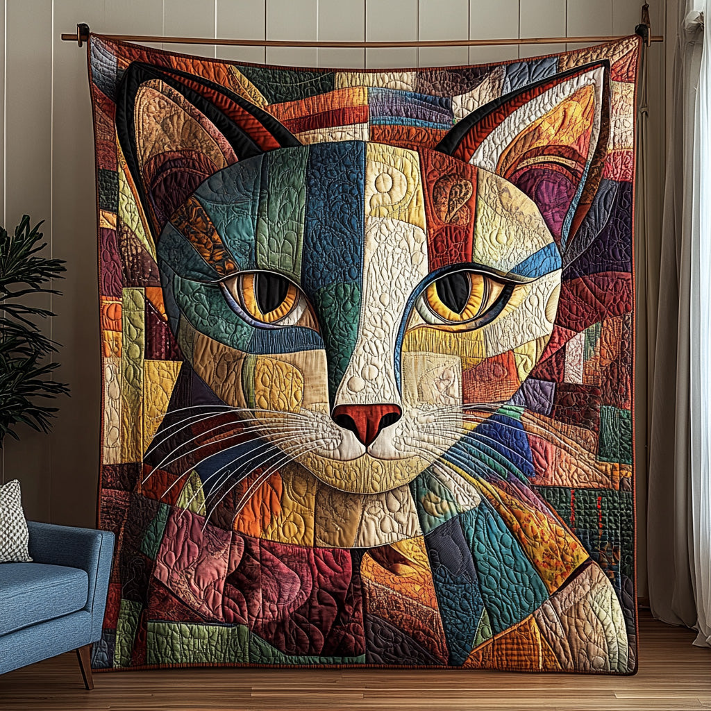 Cubism Cat Quilted Blanket Cute Soft BlanketGreat Xmas Gifts For Cat Lovers