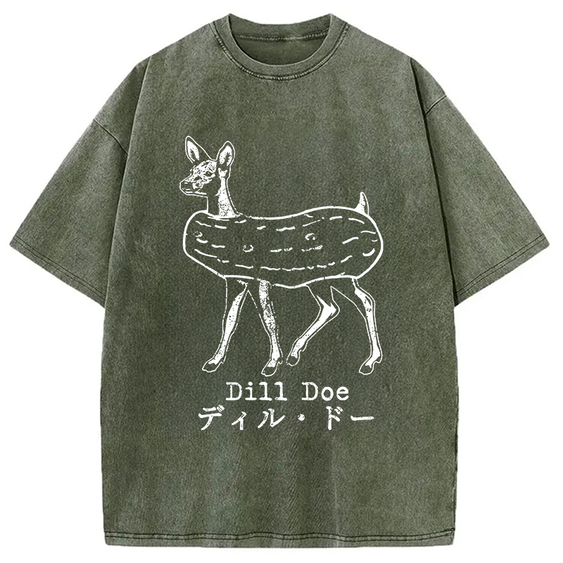 Cucumber Deer Washed T-Shirt Minimal Retro Graphic Clothing Gifts For BFF Cucumber Deer Washed T-Shirt Minimal Retro Graphic Clothing Gifts For BFF