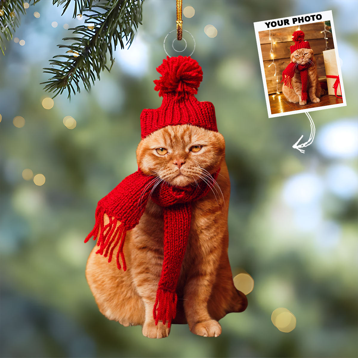 Cuddle Cat Personalized Photo Mica Ornament Christmas Gift For Cat Lovers Cat Owners
