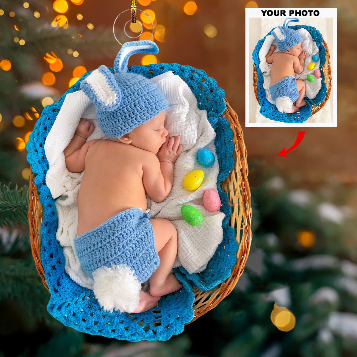 Cuddle Cutie Personalized Photo Mica Ornament Gift For Baby Family Members