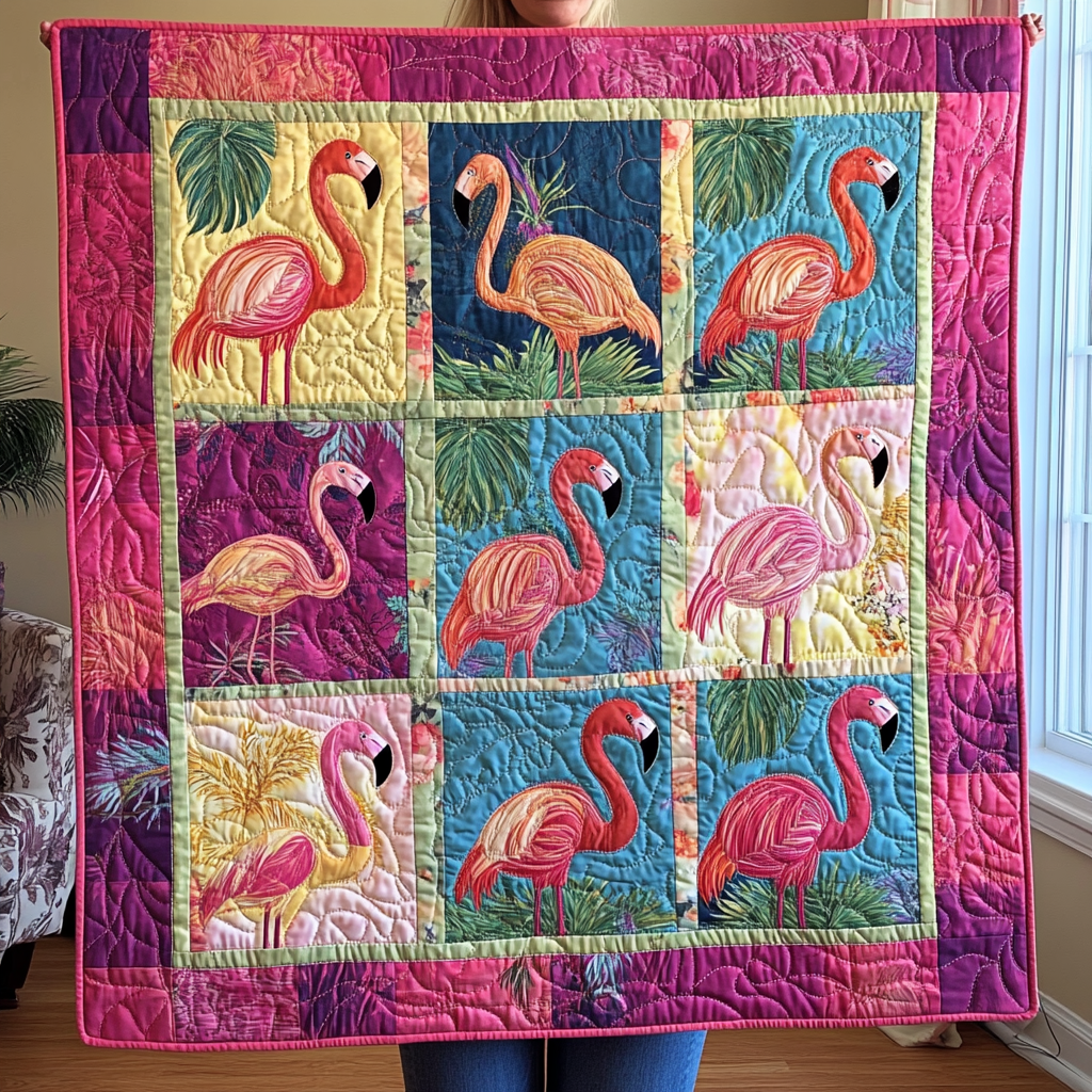 Cuddly Flamingo Quilted Blanket Flamingo Gifts For Her