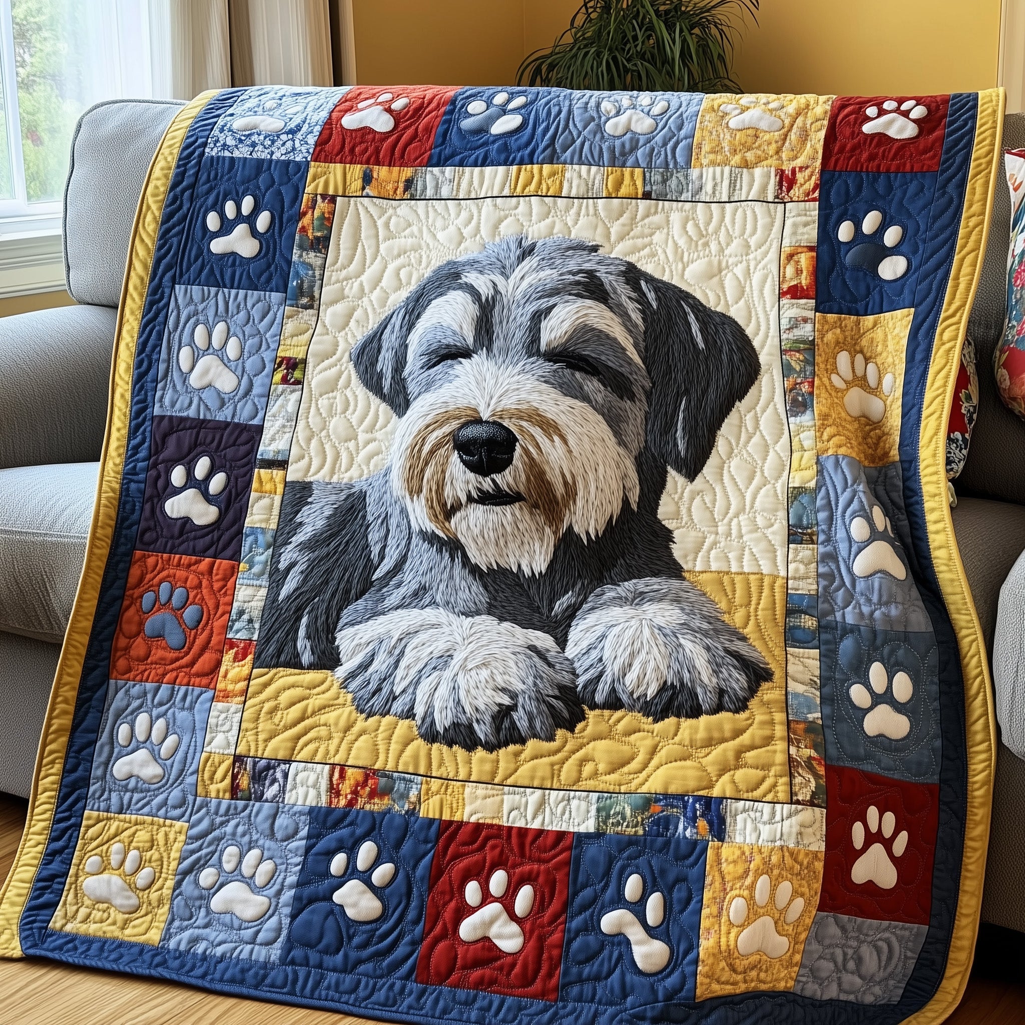 Cuddly Schnauzer Dreams Quilted Blanket Best Couch Throw BlanketBest Presents For Dog Lovers