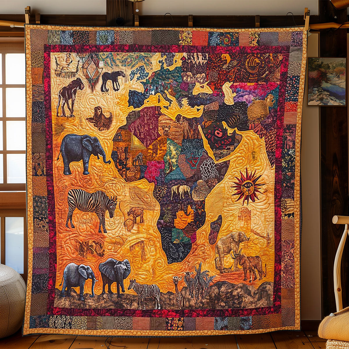 Cultural African Safari Quilt Perfect Housewarming Gift with Quilt Blanket