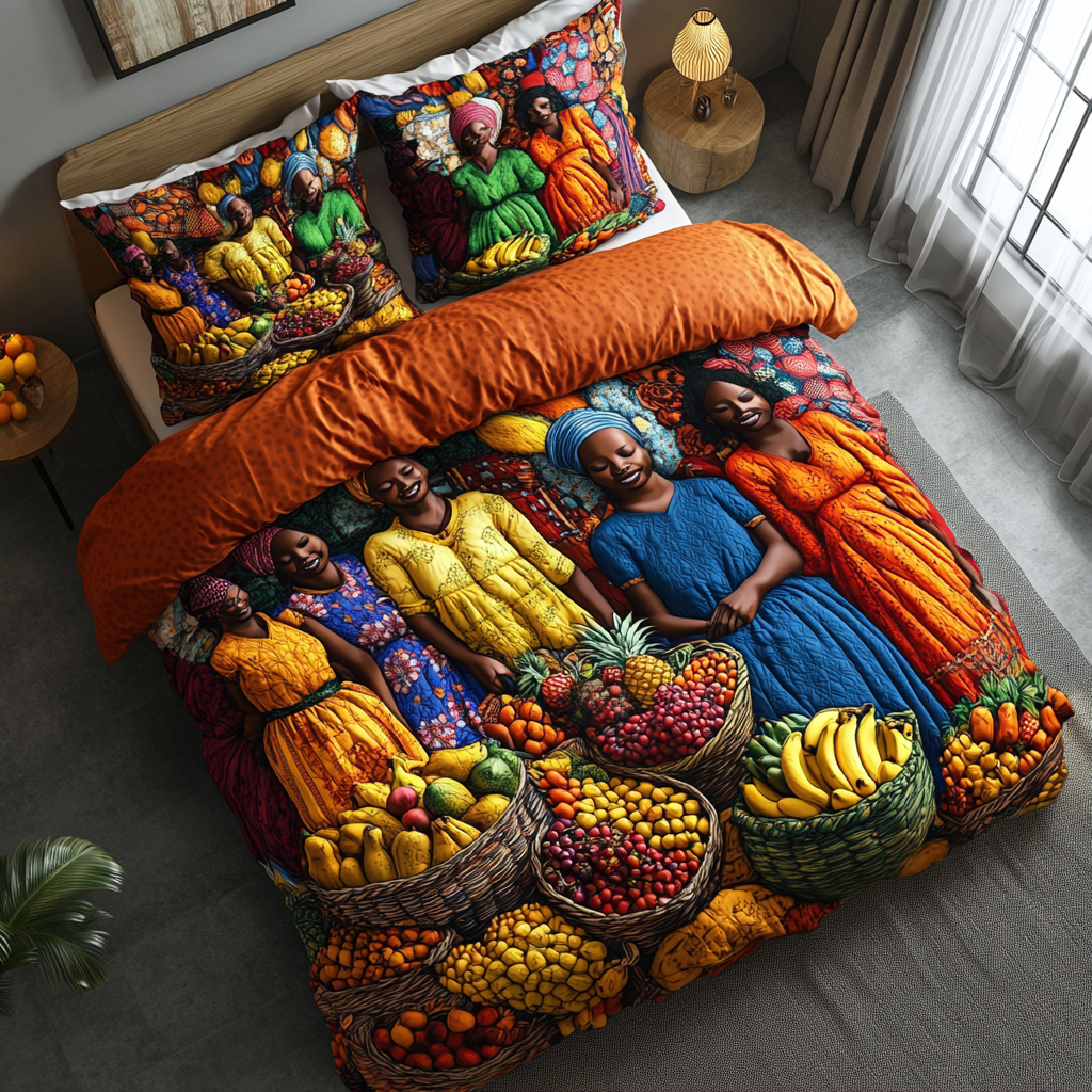 Cultural Exchange Quilted Bedding Set Bedroom Decorations Black History Month Gifts