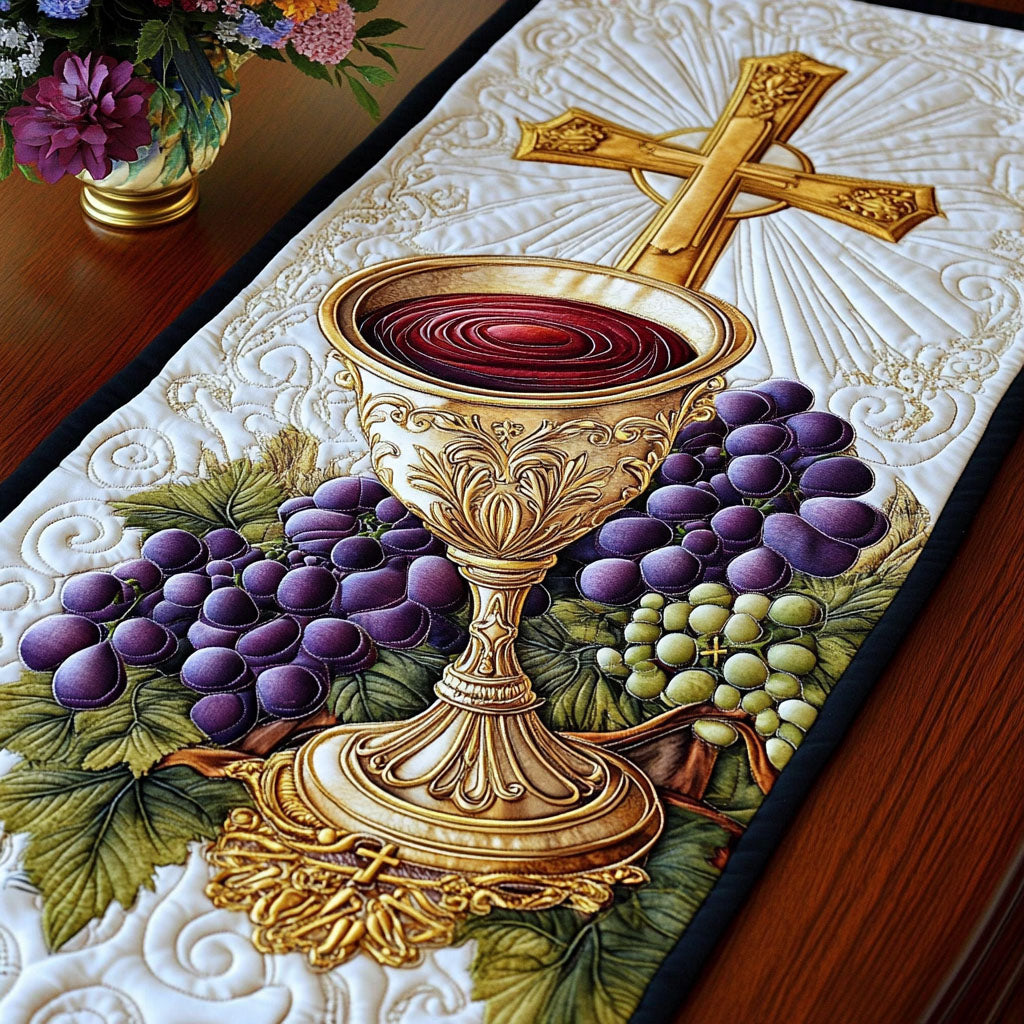 Cup of Grace Quilted Table Runner Christmas Themed Table Runner Gifts For Christians