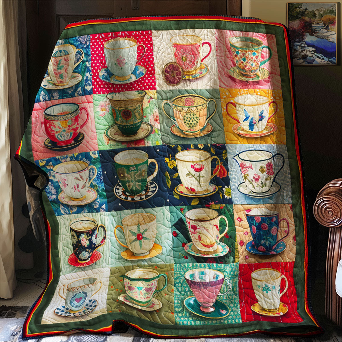 Cup Of Tea Quilt Blanket Soft Throw Blanket Awesome Mother's Day Gifts For Mom
