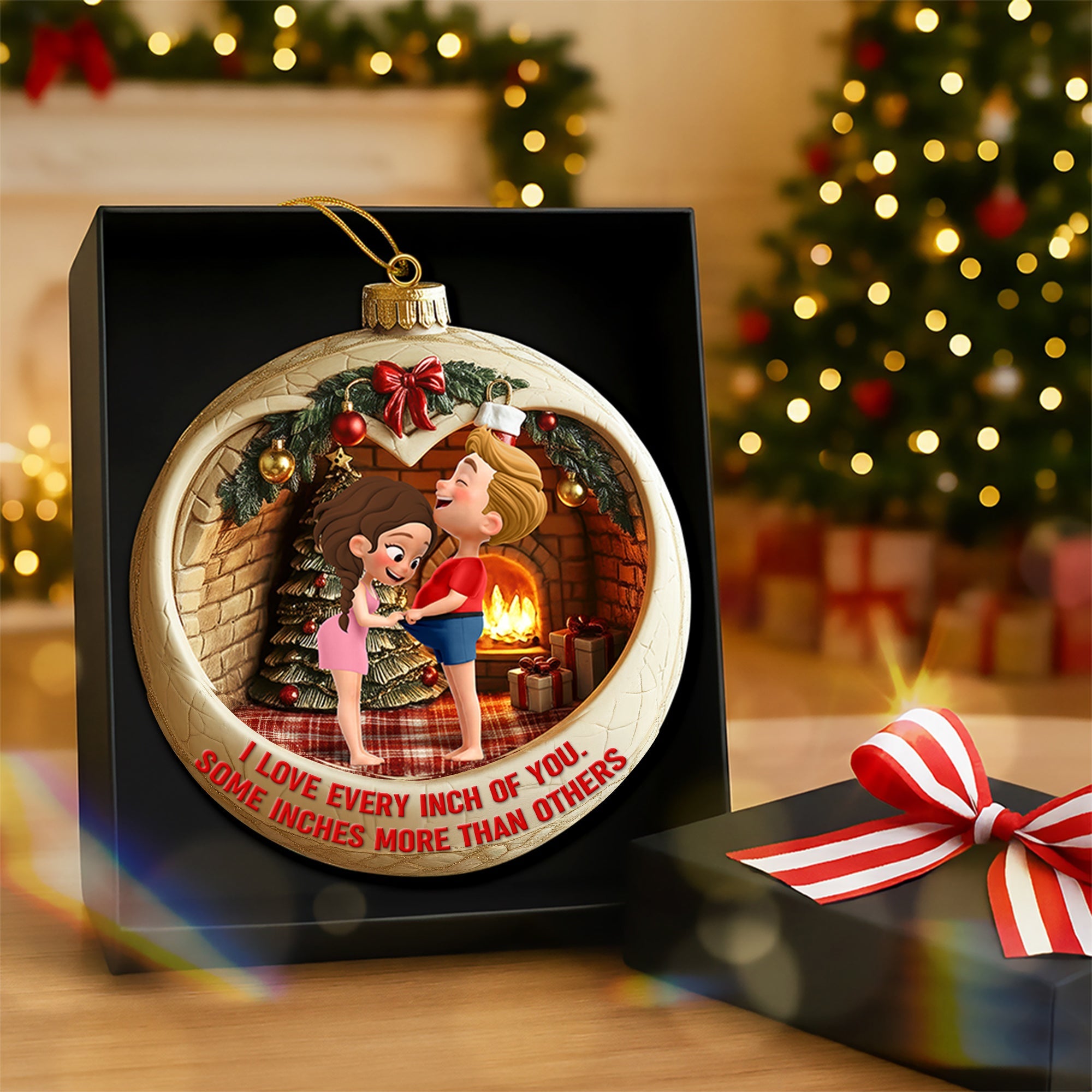 Curious Couple Acrylic Ornament - Personalized Gifts For Couple - Xmas Ornament Gift