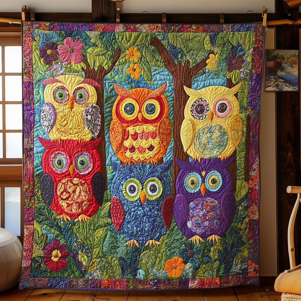 Curious Owl Crew Quilted Blanket Best Throw Blanket Unique Gifts For Owl Lovers