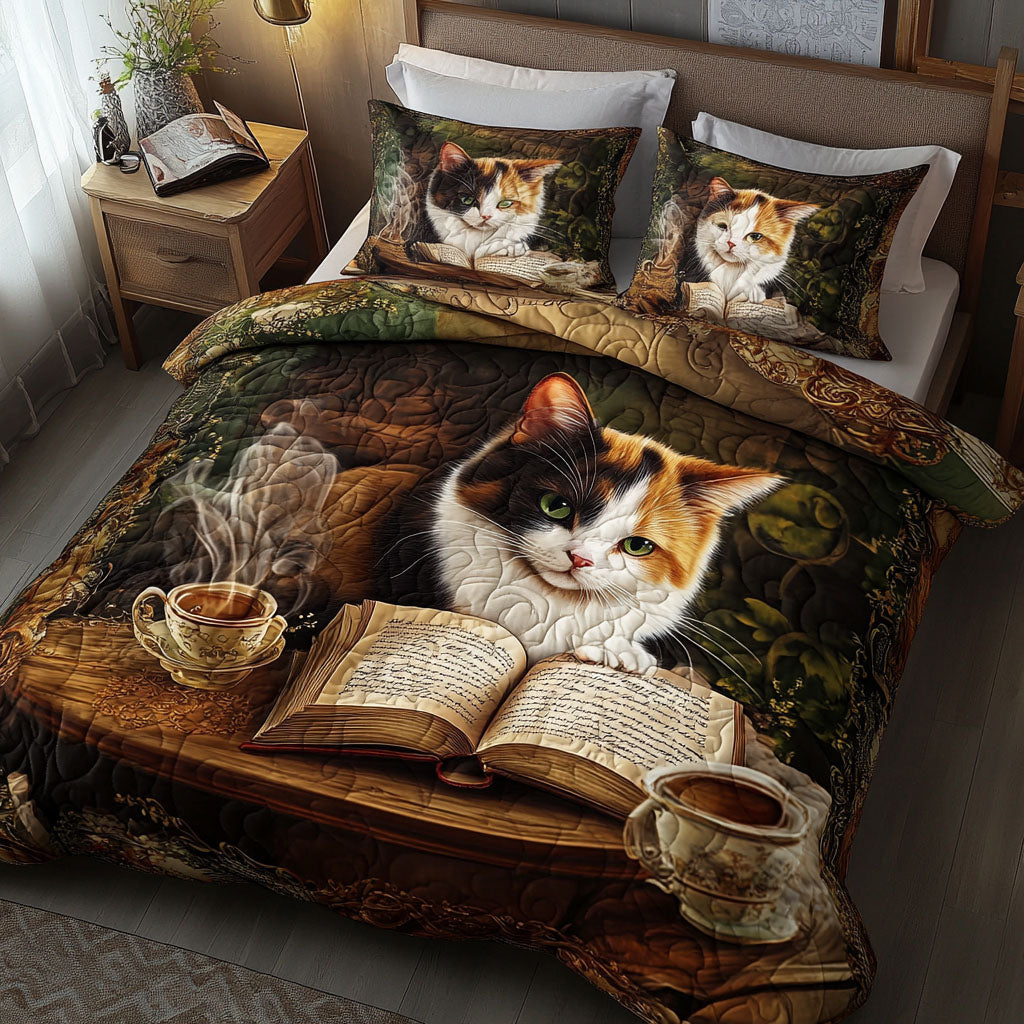 Curled Up Reads Quilted Bedding Set Cute Bedroom Decor Best Book Lovers Gifts For Dad