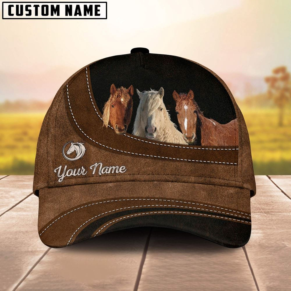 Curly Horses Happiness Customized Name Cap Farm Cap Farmer Baseball Cap Gift For Farmer
