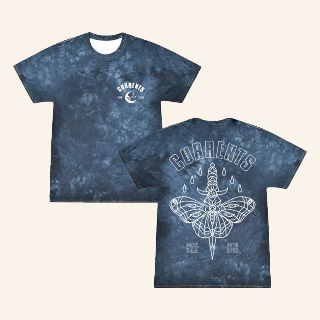 Currents Merch Moth Outline Crystal Navy T-Shirt Music Lover Gifts For Him Currents Merch Moth Outline Crystal Navy T-Shirt Music Lover Gifts For Him