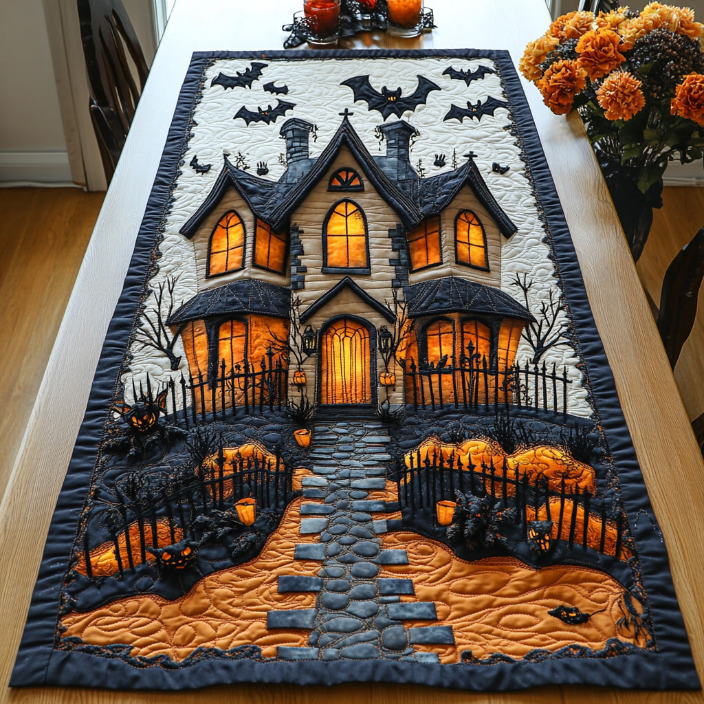Cursed Gables Quilted Table Runner Halloween Runner Table Dining Table Decorations