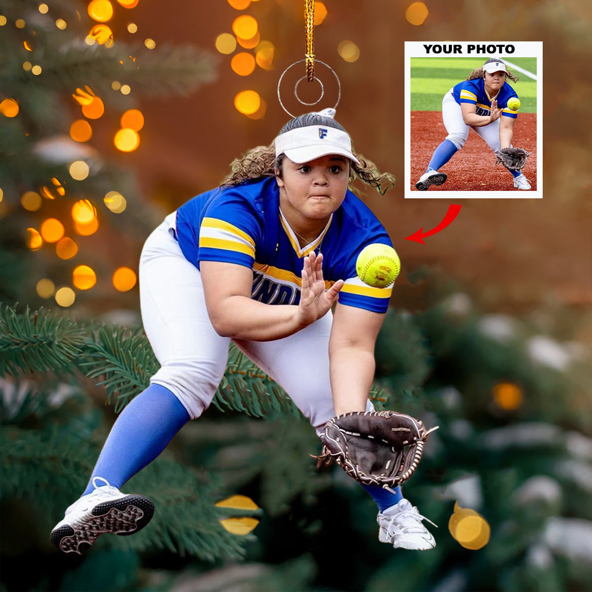 Curveball Crusher Personalized Photo Mica Ornament Christmas Gift For Softball Lovers