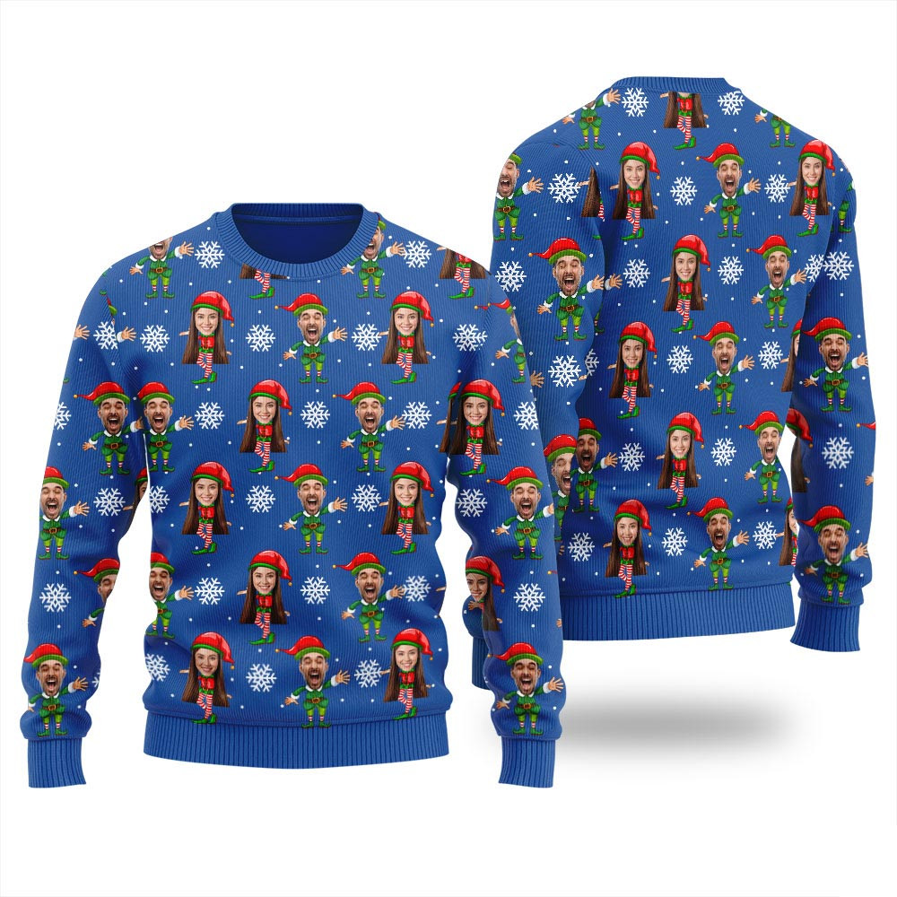 Custom 2 Faces Mens Ugly Sweater Xmas Sweaters For Family