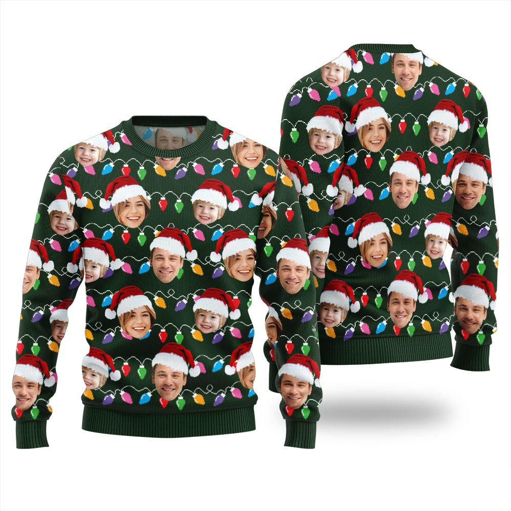 Custom 3 Faces Ugly Christmas Sweater Unisex Xmas Sweaters For Women
