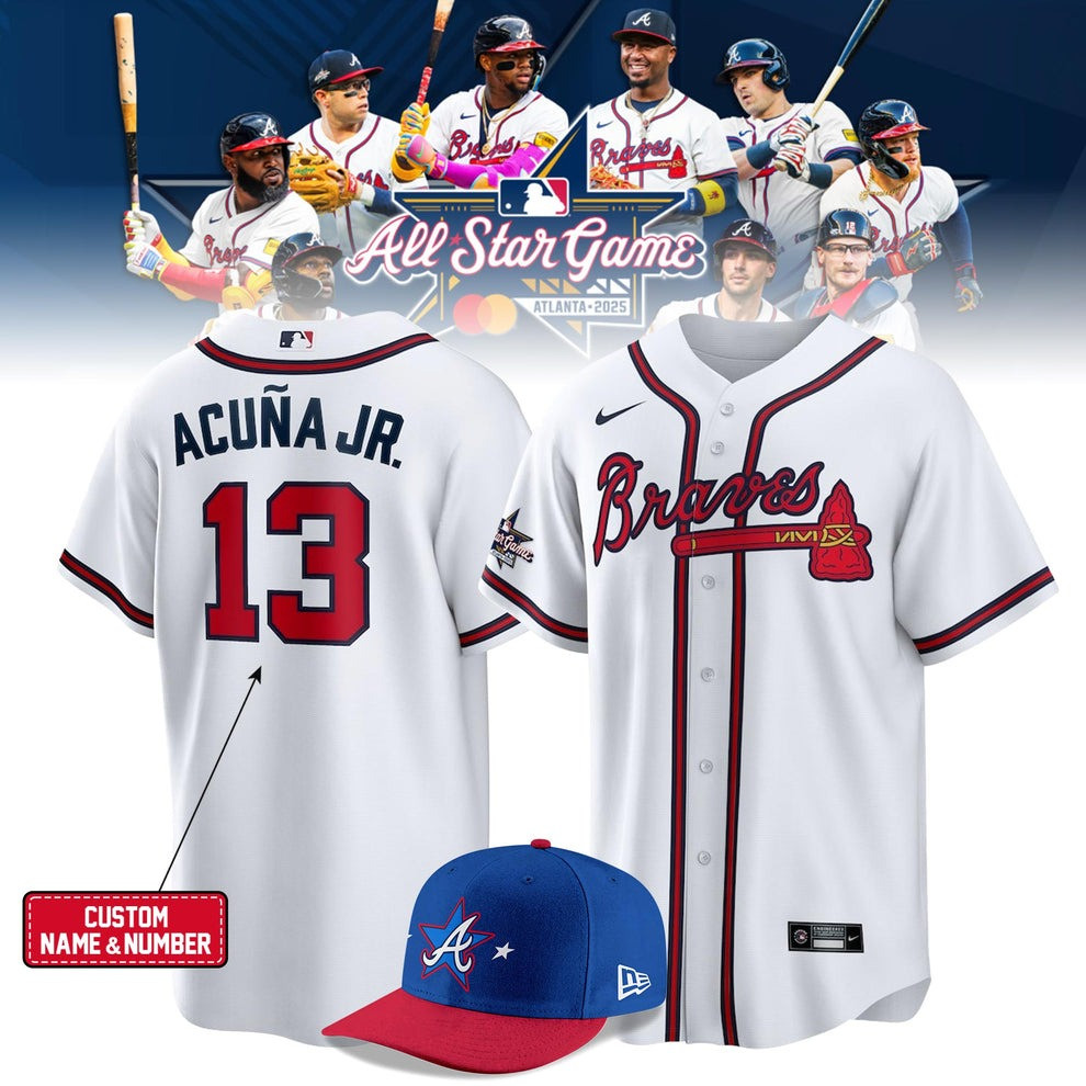 Custom Acuna Jr Atlanta Braves All-Star Game 2025 Jersey White MLB Merch Fan Uniforms