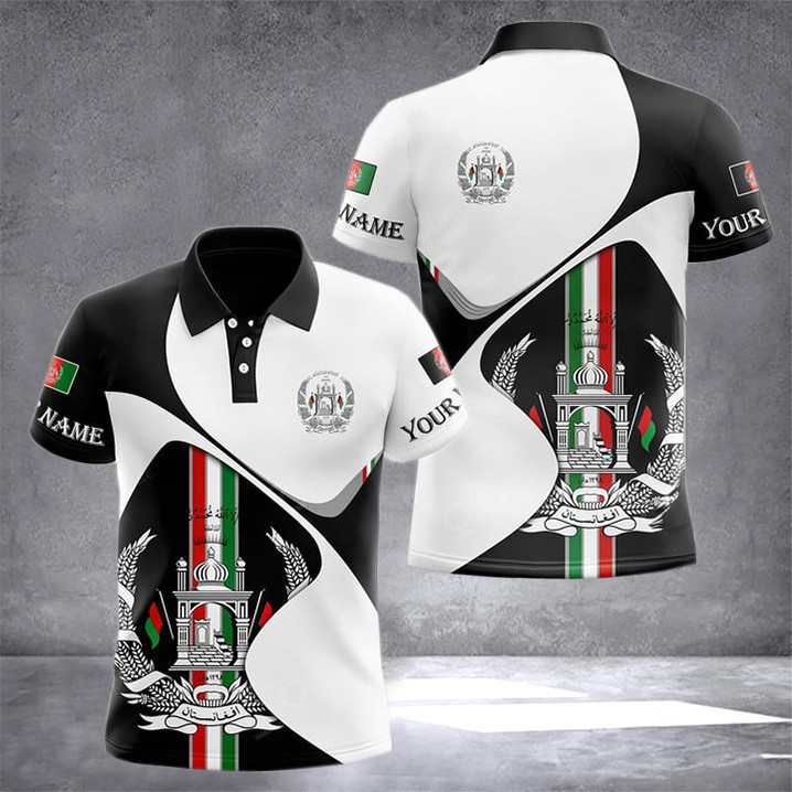Custom Afghanistan Coat Of Arms Polo Shirt Afghanistan Clothing Gift For Him