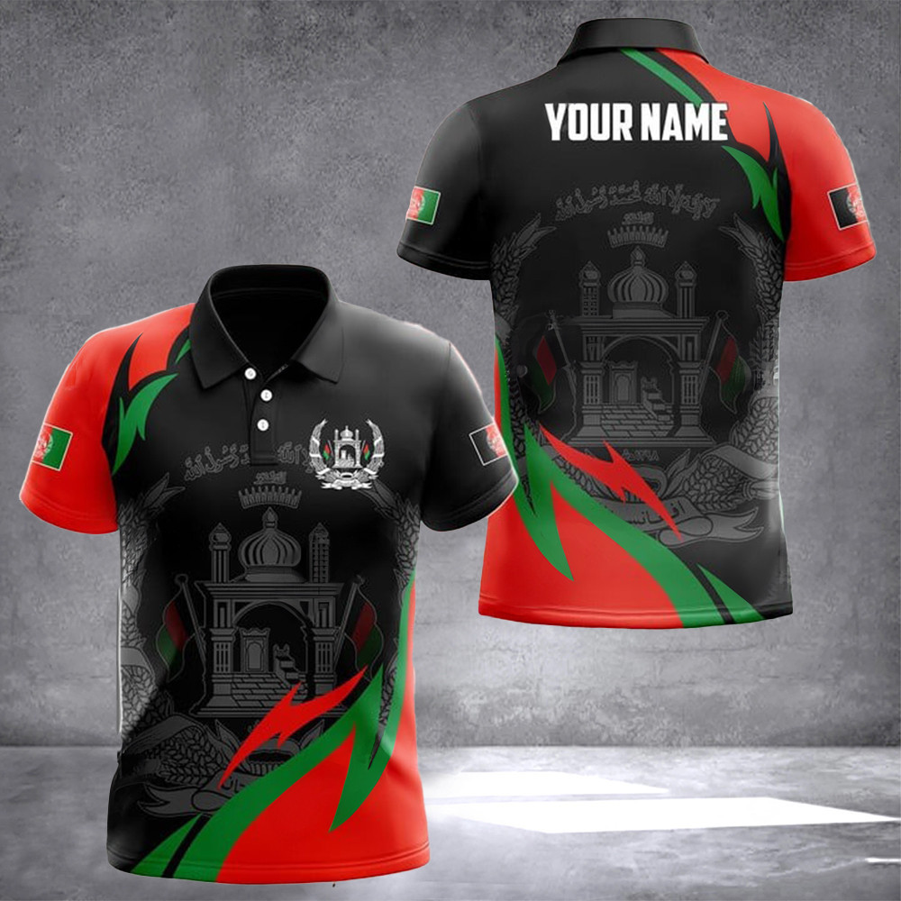 Custom Afghanistan Proud Coat Of Arms Polo Shirt Afghanistan Men's Clothing Gifts For Afghani