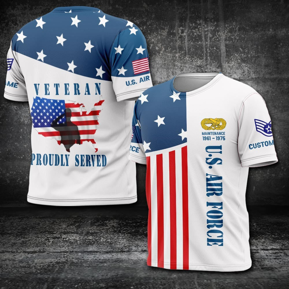 Custom Air Force Badge Shirt Proudly Served Veteran T-Shirt Gifts For Air Force Veterans