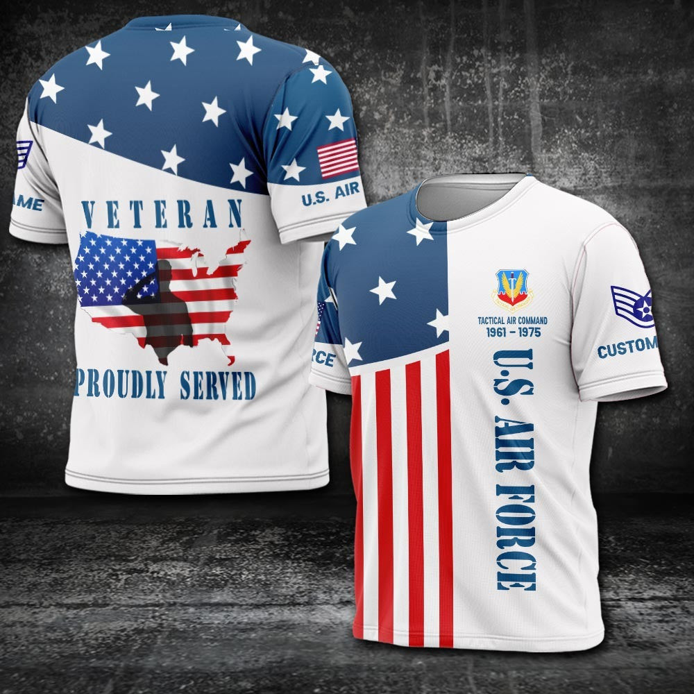Custom Air Force Command Shirt Proudly Served Veteran T-Shirt Patriotic Tees Veterans Gift
