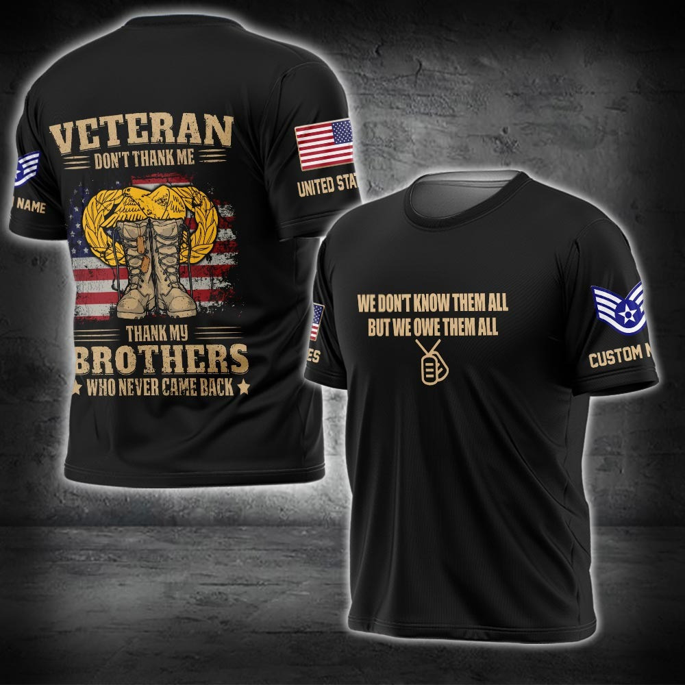 Custom Air Force Veteran Shirt Don't Thank Me Thank My Brothers Unique Veterans Day Gifts
