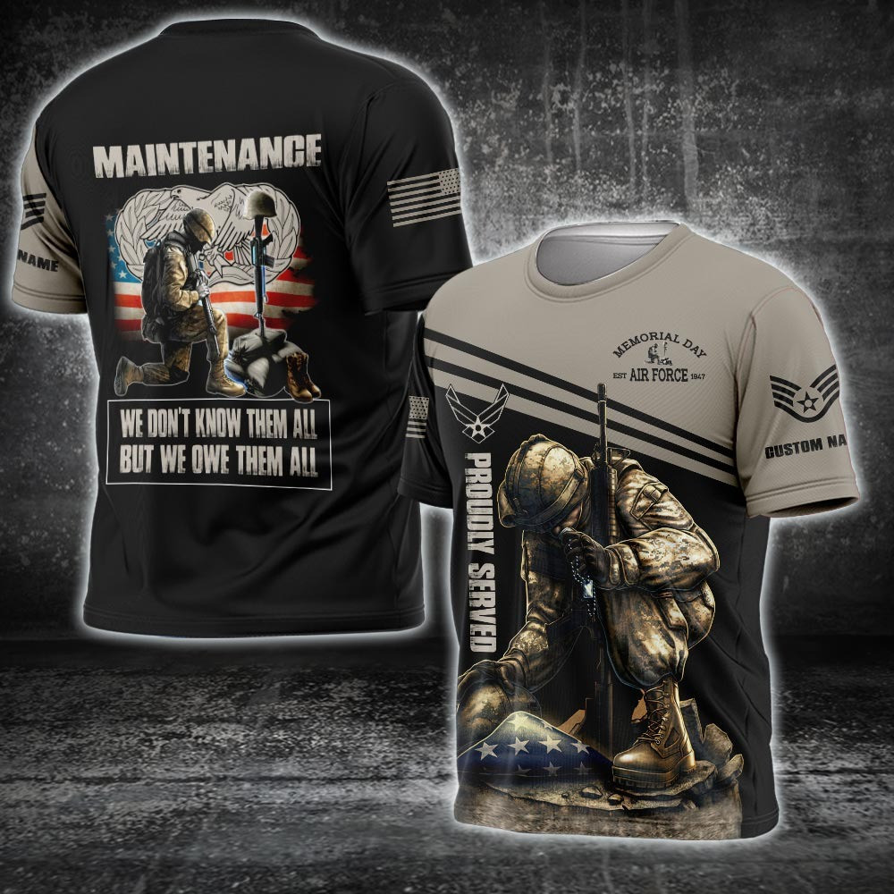 Custom Air Force Veteran Shirt Personalized US Military Air Force Badge Memorial Day Gifts