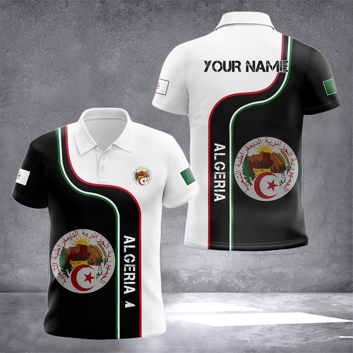 Custom Algeria Coat Of Arms Polo Shirt Algerian Men's Merch Gifts For Algerian