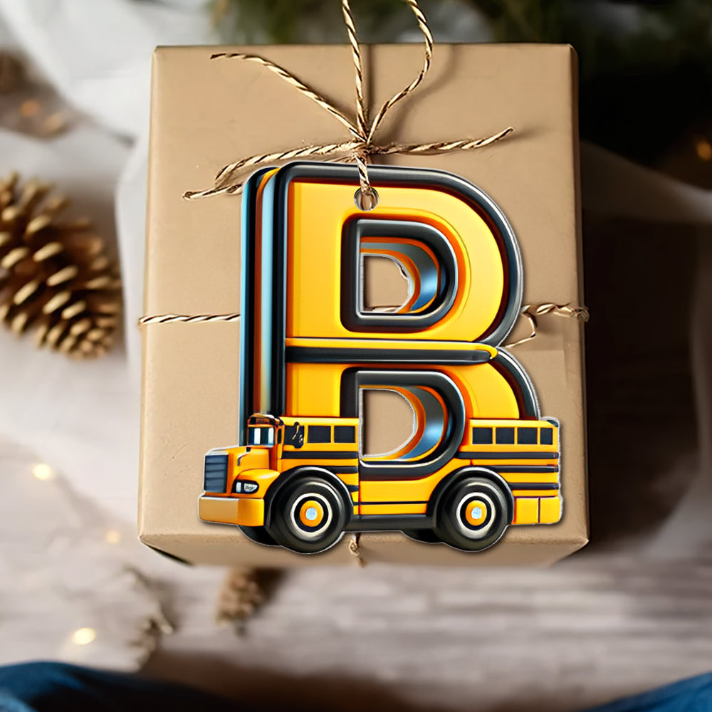 Custom Alphabet Letter Gifts For Bus Lover Christmas Ornament - Xmas Home Decoration Gift