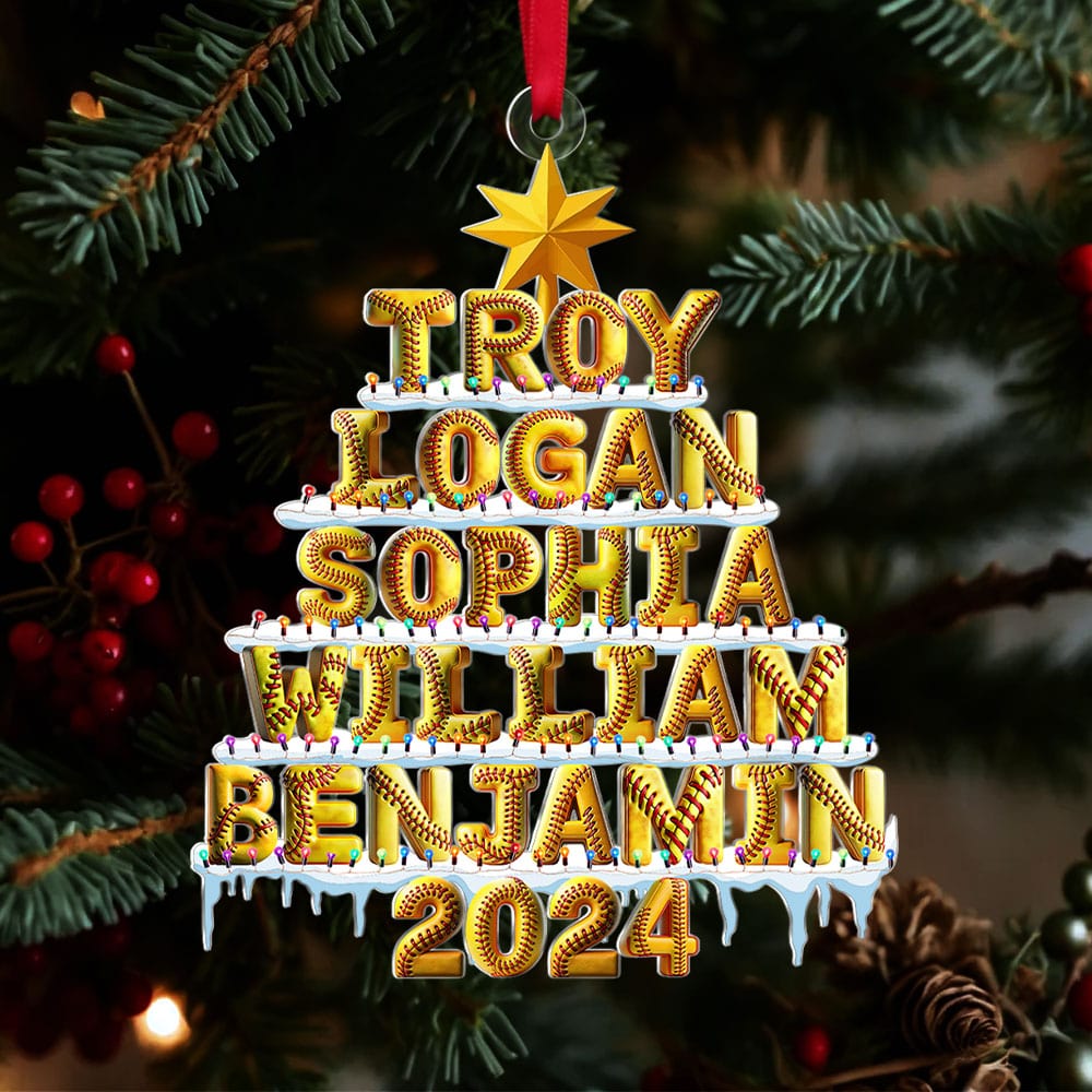 Custom Alphabet Letter Gifts For Softball Lover Christmas Ornament - Holiday Tree Decoration Gift