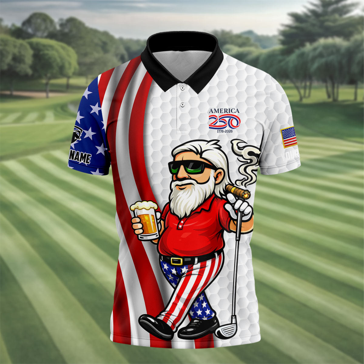 Custom America 250 Patriotic Man 4th Of July Polo Shirt Best Golf Clothes Gift Ideas