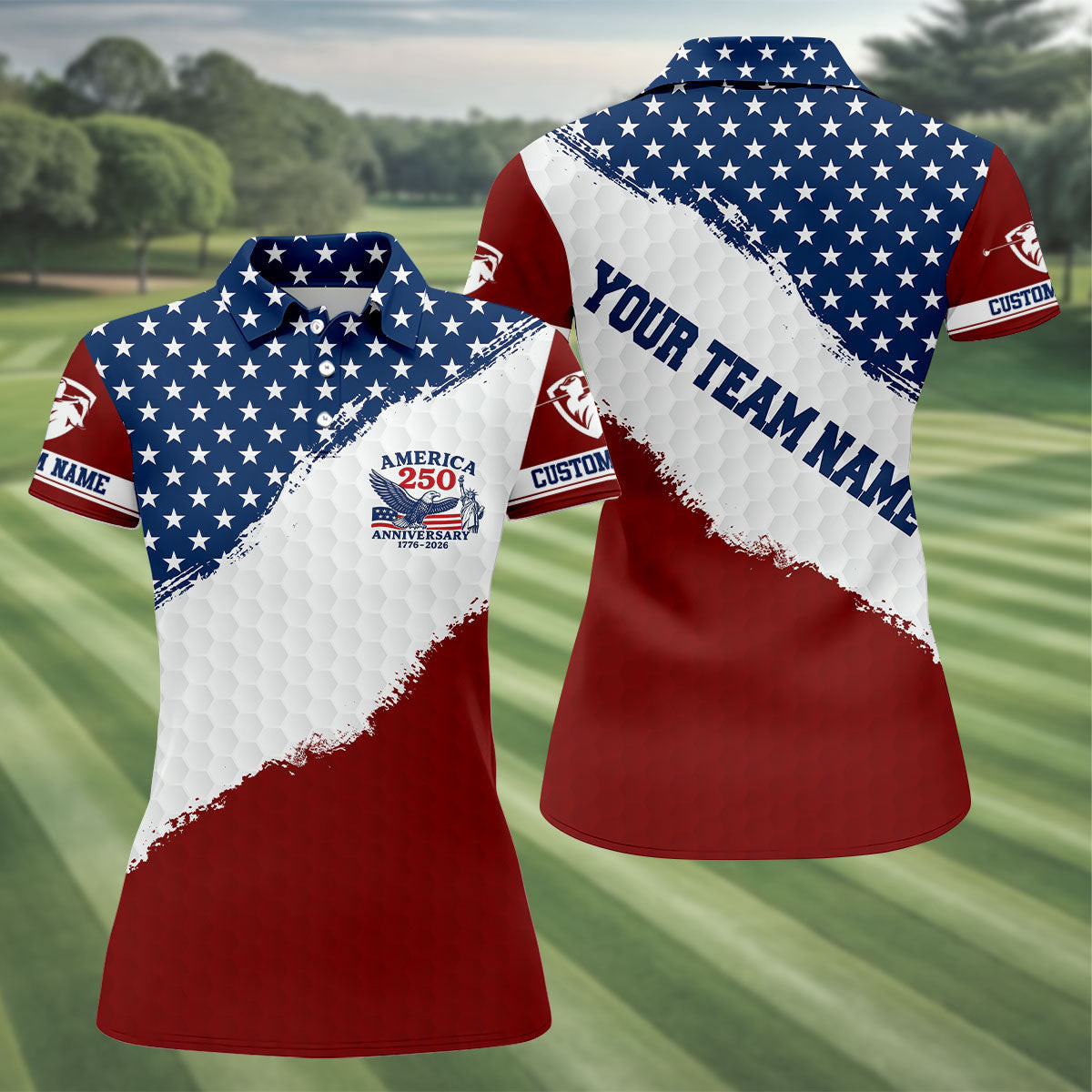 Custom America 250th Anniversary 1776 2026 Polo Shirt 4Th Of July Golf Shirt For Women