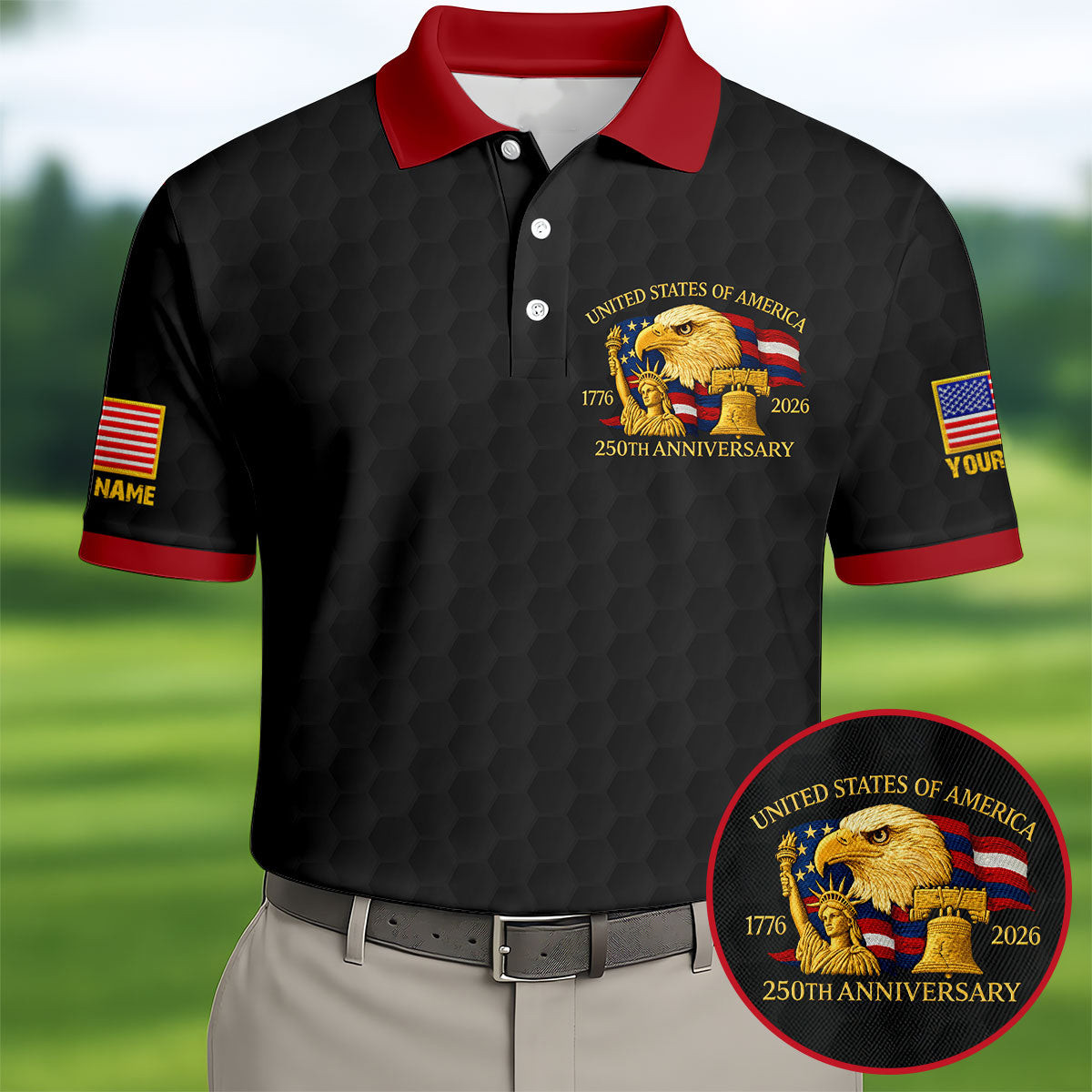 Custom America 250Th Anniversary Polo Shirt Bald Eagle Patriotic Merchandise Gifts For Dad