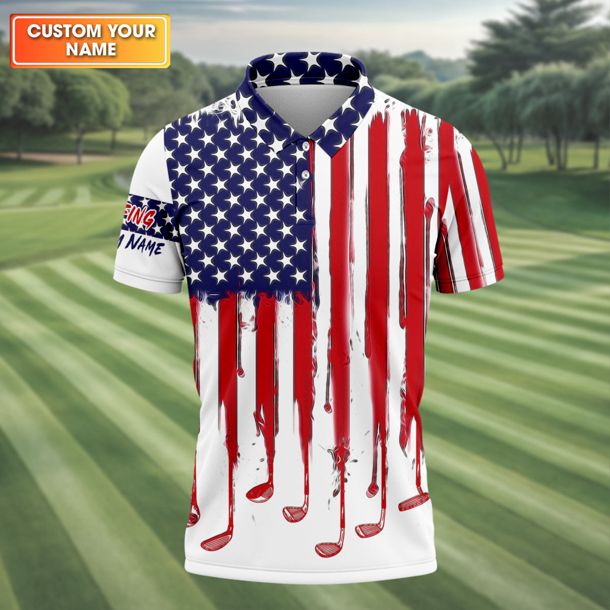 Custom American Flag Golf Polo Shirt Patriotic Golf Shirts Gifts For Men Who Love Golf
