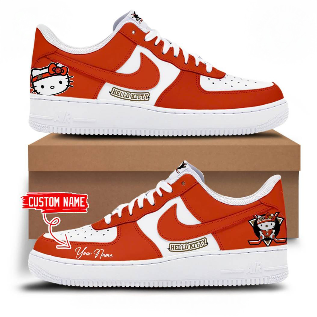 Custom Anaheim Ducks x Hello Kitty Air Force 1 Gifts For Hockey Fan