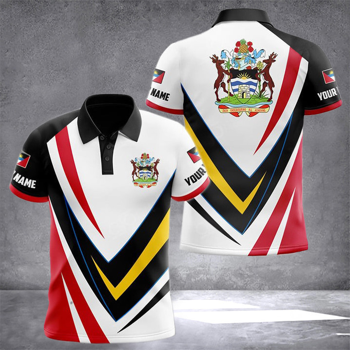 Custom Antigua And Barbuda Sports Form Coat Of Arms Polo Shirt Antigua And Barbuda Clothing Men