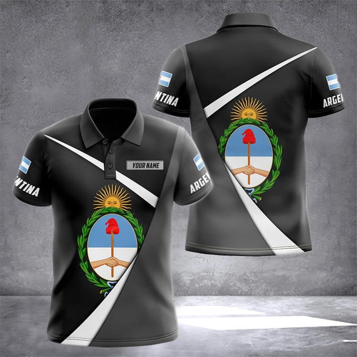 Custom Argentina Black Form Polo Shirt Argentinan Clothing Argentina Themed Gifts