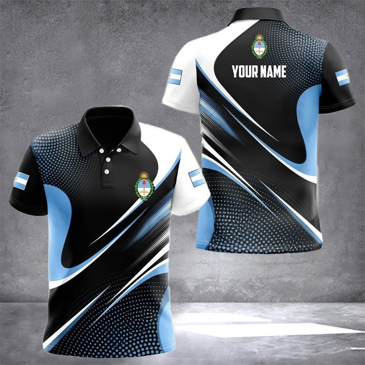 Custom Argentina Coat Of Arms Dot Pattern Polo Shirt Argentinian Clothing Gifts For Argentinian